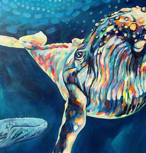 Whale Art Humpback Whale Painting Rainbow Whale Print Kauai Artist