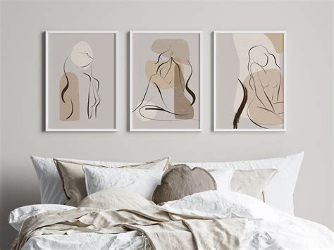 Neutral Wall Prints Naked Line Art Wall Decor Neutral Etsy