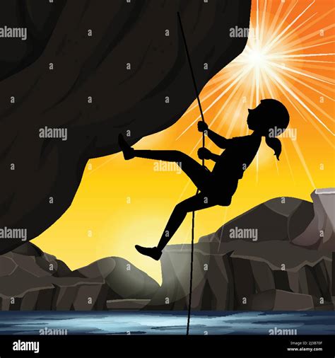 Silhouette rock climbing background illustration Stock Vector Image ...