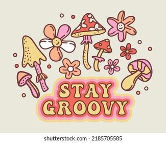 Stay Groovy Retro 70s Cute Funky Stock Vector Royalty Free 2185705585