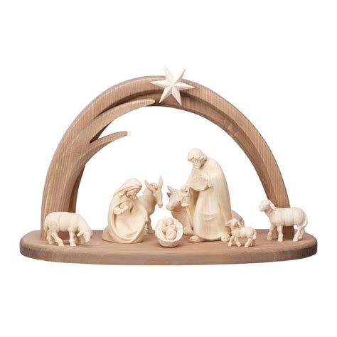 Wooden Nativity Scene With 10 Figures AMBIENTE Stable PEMA Nativity