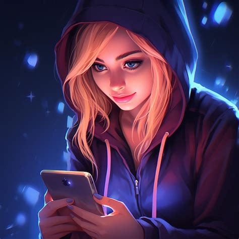 Premium Photo Blonde Girl Looking Surprised At Her Phone Happy