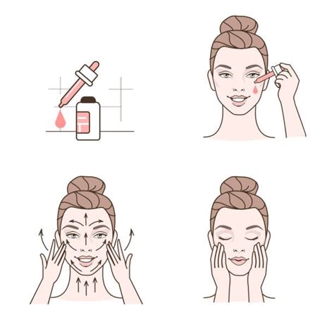 Woman Take Care About Face Steps How To Apply Facial Serum Line Facial Serum Serum