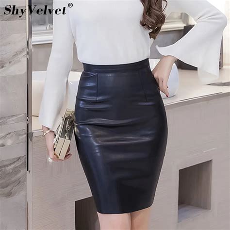 High Waist Bodycon Pencil Skirts Pu Faux Leather Skirt Plus Size Slim