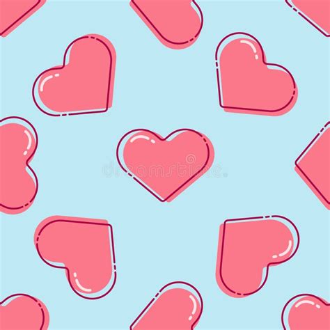 Red Love Heart Seamless Pattern Illustration Cute Romantic Pink Hearts