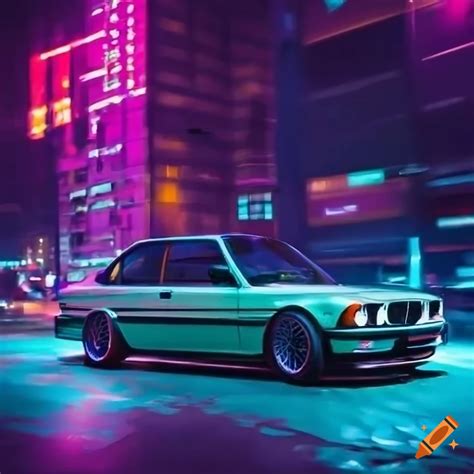 Bmw E21 In A Futuristic City At Night On Craiyon