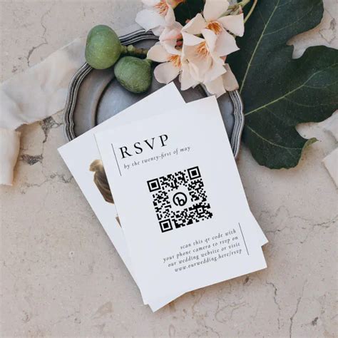 Modern Minimalist Photo Qr Code Wedding Rsvp Enclosure Card Zazzle