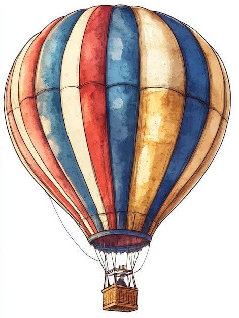 Vintage Watercolor Hot Air Balloon Illustration Premium AI Generated Image
