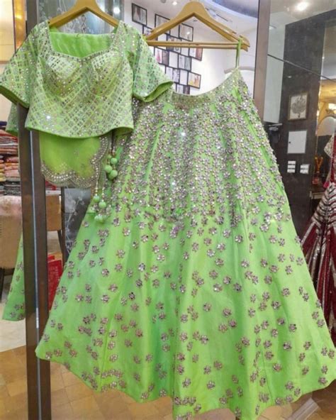 Attractive Pastel Green Tapeta Silk Foil Mirror Work Lehenga Choli