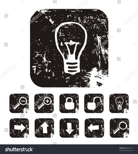 Grunge Icon On Black Set 2 Stock Vector Illustration 33435217