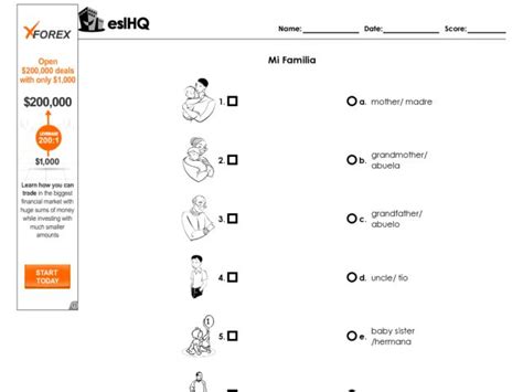 ESL Mi Familia- Family Identification Worksheet Worksheet for 5th - 9th ...