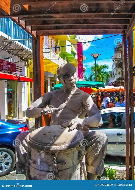 Point-a-Pitre, Guadeloupe - February 09, 2013: the Statue at Street in