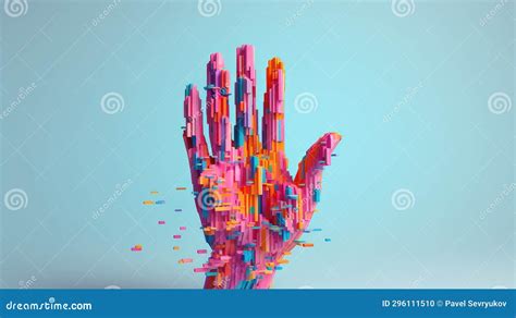 Digital Voxel Human Hand Stock Illustration Illustration Of Connection