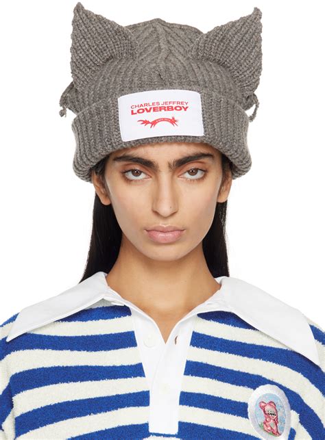 Ssense Exclusive Gray Chunky Ears Beanie By Charles Jeffrey Loverboy On