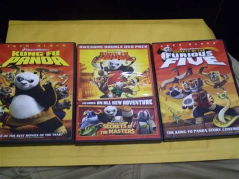 (4) DREAMWORKS KUNG Fu Panda Children's DVD Lot: Kung Fu Panda 1 & 2 ...