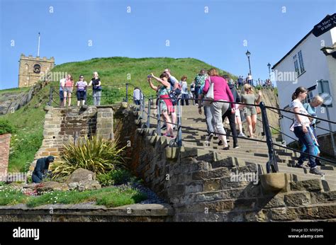 Whitby Yorkshire The 199 Abbey Steps Leading From Church Street To