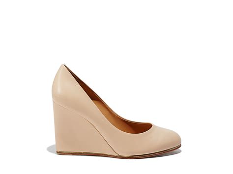 Ferragamo Round Toe Wedge Pump In Beige New Bisque Lyst