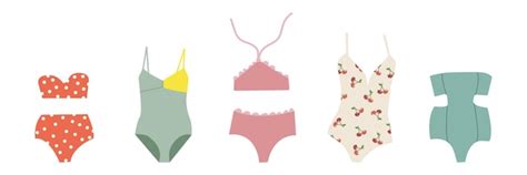 Premium Vector Colorful Female Beachwear Swimwear Lingerie Assortment One Piece Two Piece
