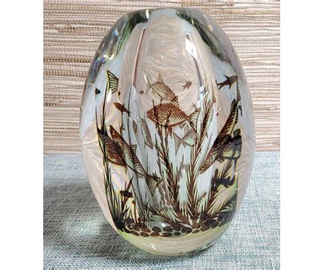 Glass Art Art Collectibles Royal Crest Teardrop Paperweight Glass Art