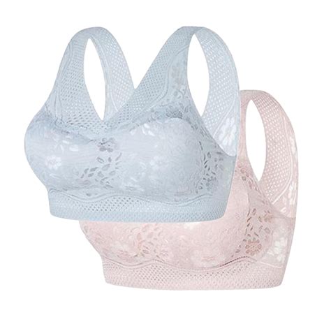 ALLLIST Lingerie For Women Pack No Wire Plus Size Bralette Pink Plian Lace Full Figure Womens