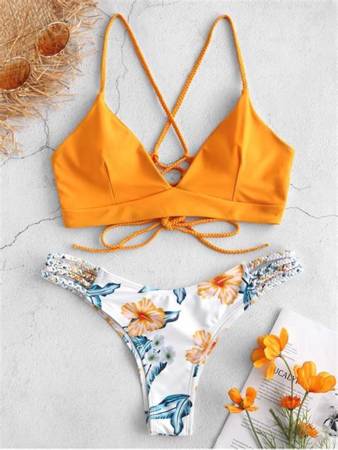 56 RABATT POPULÄR 2019 ZAFUL Geflochtenes Blumen Bikini Set Mit