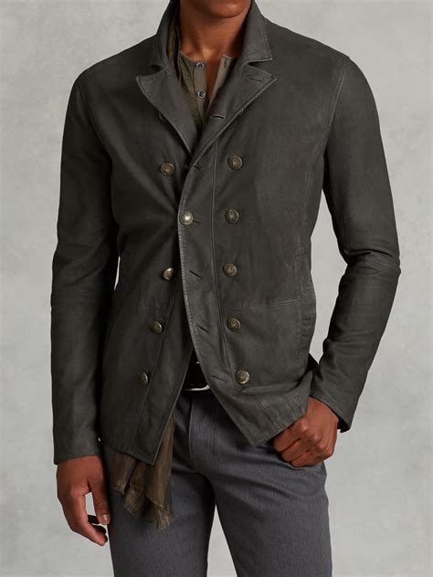 Lyst John Varvatos Double Breasted Suede Cutaway Jacket In Gray For Men