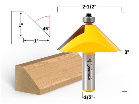 45 Degree Chamfer Edge Forming Router Bit 1 2 Shank Yonico 13917