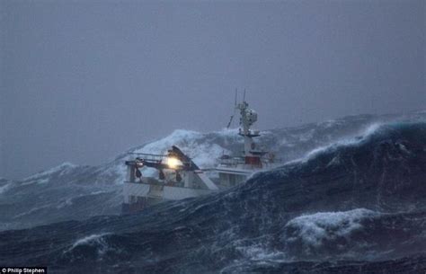 Terrifying Images Of Fishing Boat Battered By 30ft Waves In North Sea