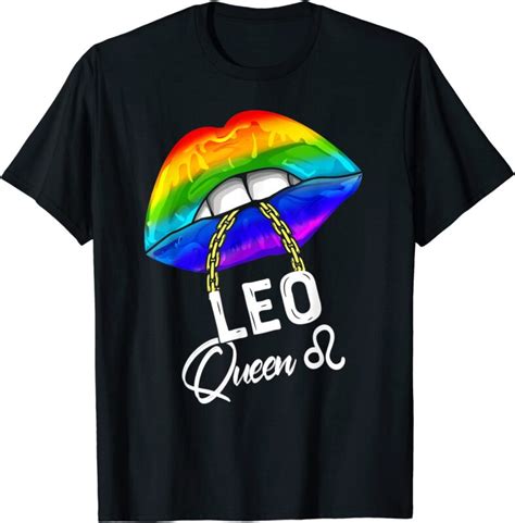 Lgbtq Leo Queen Lips Zodiac Rainbow Gay Pride Flag Lesbain T Shirt Men