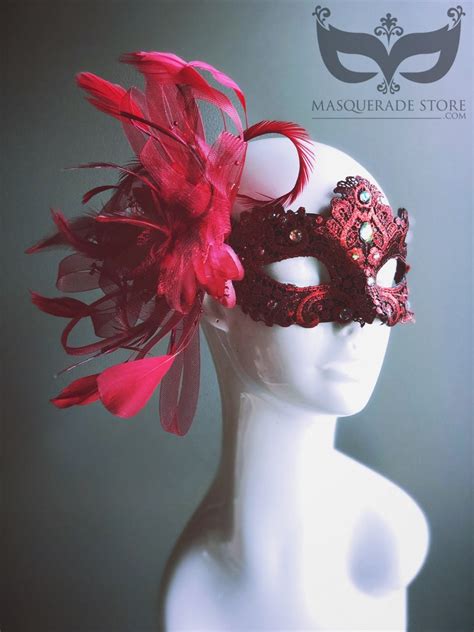 Stunning Red Masquerade Mask Women Feather Mask Masked Ball - Etsy