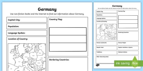 Germany Facts For Kids Germany Fact File Writing Template