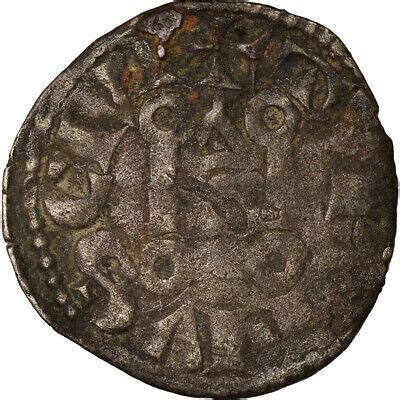 863132 Coin France Louis VIII IX Denier Tournois VF Billon