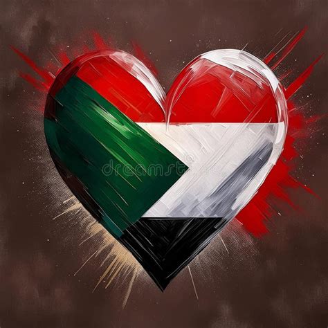 Heart Painted With Sudan Flag Generated By Ai Stock Illustration