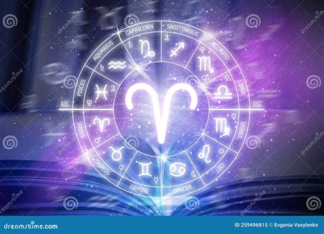 Aries Zodiac Sign Aries Icon On Blue Space Background Zodiac Circle