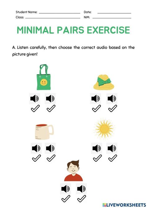 Minimal Pairs Worksheets 15 Worksheets Library