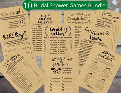 Bridal Shower Games Bundle 10 In 1 Bridal Shower Games Bridal Shower