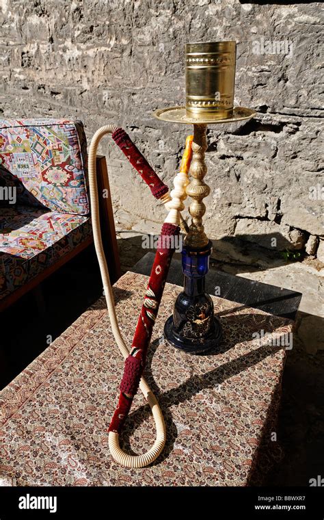 Fine Turkish Water Pipe Nargile On A Low Table Outside Sultanahmet