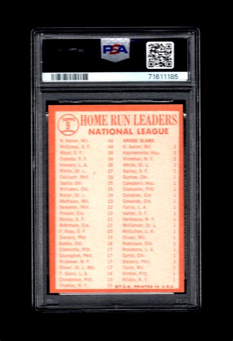 Topps Nl Hr Leaders Hof Aaron Mccovey Mays Cepeda Psa Nm Mt