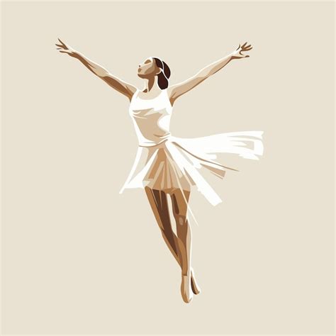 Beautiful Ballerina In A White Tutu Vector Illustration Premium AI