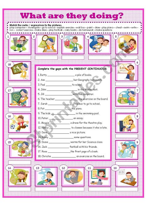 WHAT ARE THEY DOING PRESENT CONTINUOUS ESL Worksheet By Rosario Pacheco