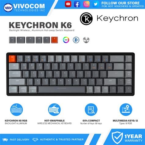 Keychron K RGB Backlight Aluminium Hot Swap Switch Keyboard Layout Wired Bluetooth RGB
