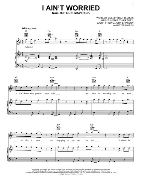 I Ain T Worried From Top Gun Maverick Sheet Music By Onerepublic Easy Guitar Tab Download