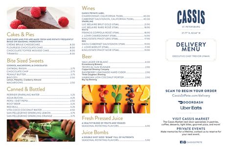 Menu • Cassis St. Petersburg Restaurant & Bar