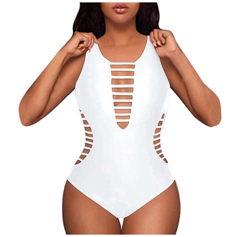 Lojoutye New Swimwears One Pieces Women S Chic Neck Swimsuit Women S High Waisted Bikini
