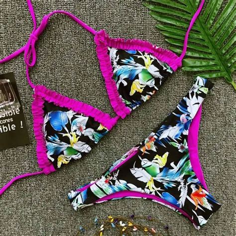 New Arrival Beautiful Women Sexy Printed Floral Bikini Set Push Up