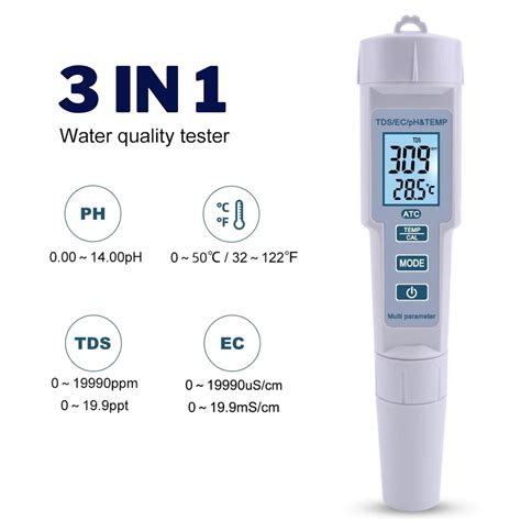 Jual Alat Ukur Digital Kualitas Air 3 In 1 PH TDS Temperature Meter