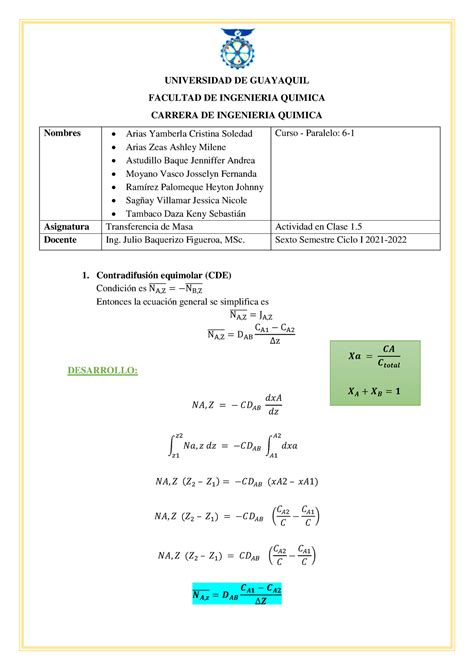 Actividad en Clase 1 5 Transferencia de Masa Calculo de ingeniería