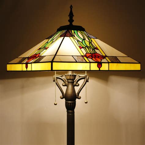 AVIVADIRECT Tiffany Floor Lamp Mission Style Stained Glass Standing