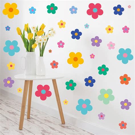 Cute Vintage Flower Wall Sticker Colorful Flower Wall Sticker Girl