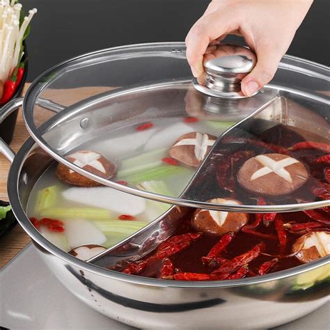 Pc Stainless Steel Dual Flavor Hot Pot For Home Electric Stove Fish Scale Base Commercial